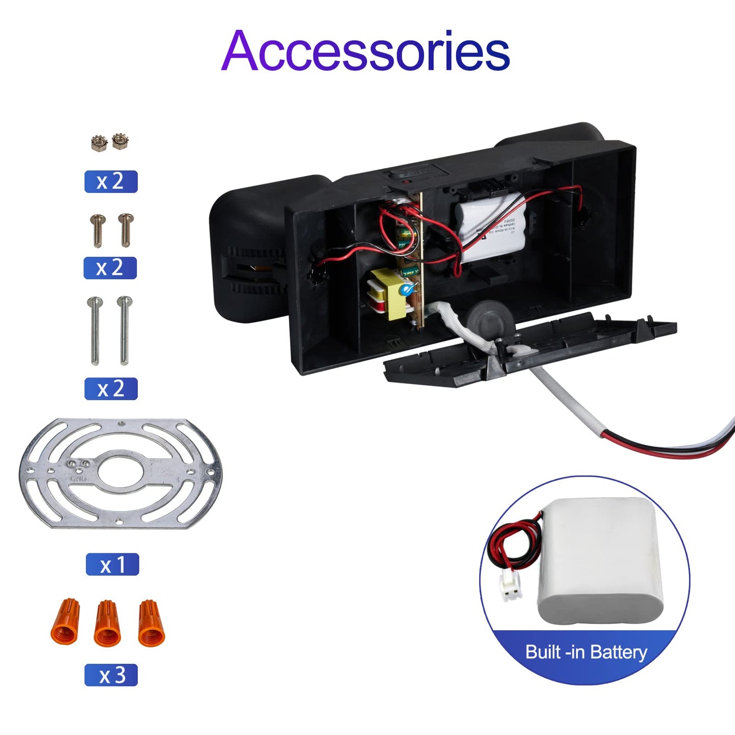 Gzruiyang Led Emergency Lights With Battery Backup  Commercial Emergency Light Fixtures For Business Home Power Failure Emergency Exit Sign Lighting With 1.0 Meter Plug  Black