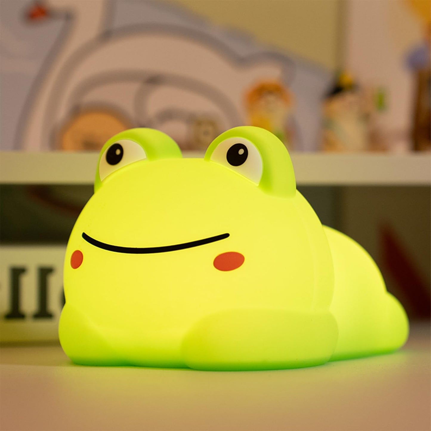 Cute Frog Night Light for Kids, 7 Color Touch Control Silicone Animal Night Light, 3-Level Dimmable Lamp, Rechargeable Squishy L