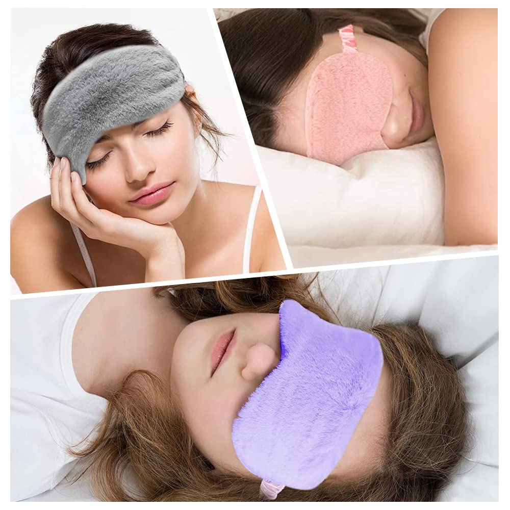 4 Pcs Plush Sleep Masks, Ultra Cute Soft Eye Cover, Blindfold Travel Masks for Kids Men Women(Random Color)