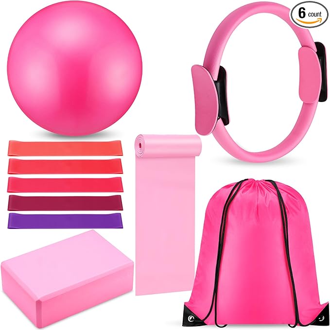 10 Pcs Pilates Ring Set for Women Home Yoga Equipment Accessories Pilates Ring Circle and Ball Workouts Gift Include Ball ...