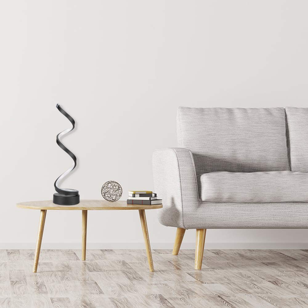 Elinkume Modern Led Table Lamp, 12W Dimmable Minimalist Design, Black Warm White, Model Tb-Tl008-Bwo, Perfect For Bedroom & Office