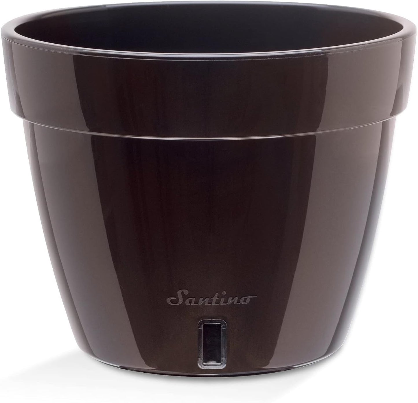 Santino ASTI 7.1 Inch Self Watering Planter Black-Gold/Black for Indoor Plants - Premium Quality Modern Plastic Planter Pot w/Water Level Indicator for All House Herbs, Plants, African Violets