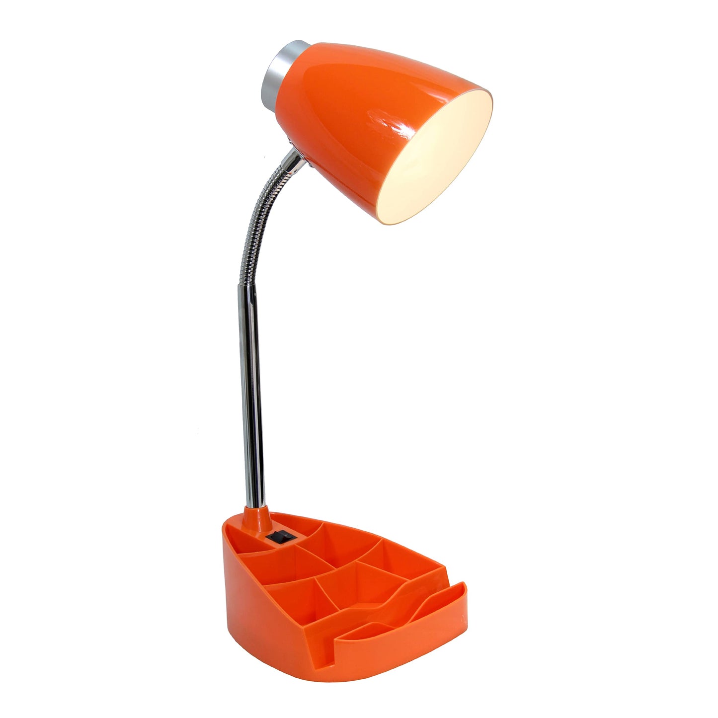 Simple Designs Gooseneck Desk Lamp With Ipad Stand, Abs Plastic, Orange, Model Ld1002-Org, Pack Of 1