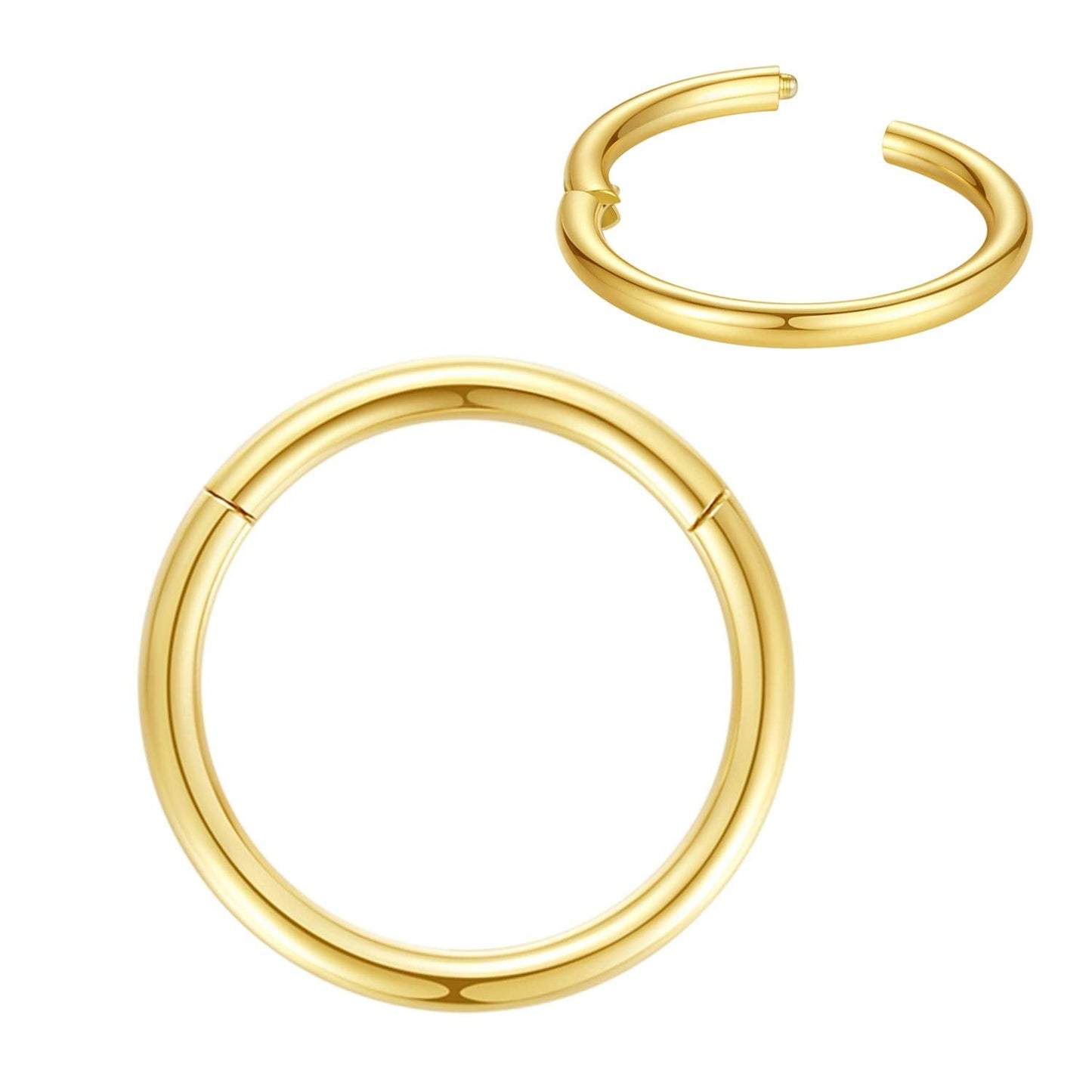 2pcs Pair 11mm Septum Ring Gold Nose Rings Hoop 14 Gauge Nose Hoop Helix Daith Tragus Hinged Segment Septum Clicker Lip Rings 31