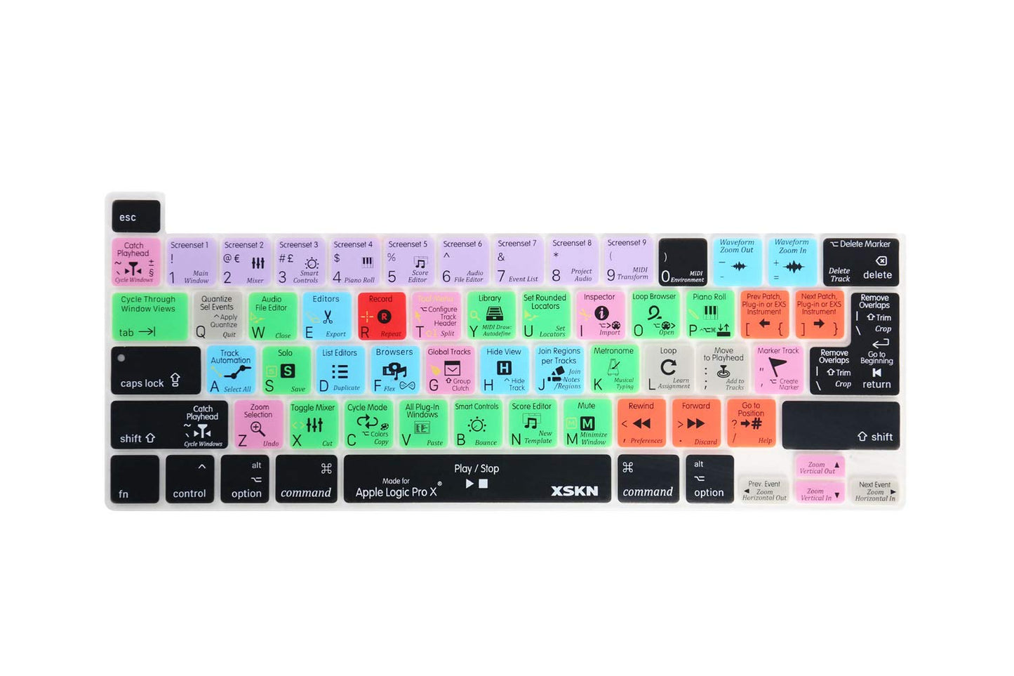 Xskn Logic Pro English Silicone Shortcuts Keyboard Cover Skin For Touch Bar Models 2019 Macbook Pro 16 Inch A2141 2020 Macbook P