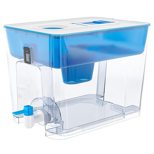 Water Filter Dispenser for Tap and Drinking Water 36-Cup Capacity, BPA Free,Removes Fluoride, Chlorine, Lead, Forever Chemicals (Sea Blue)