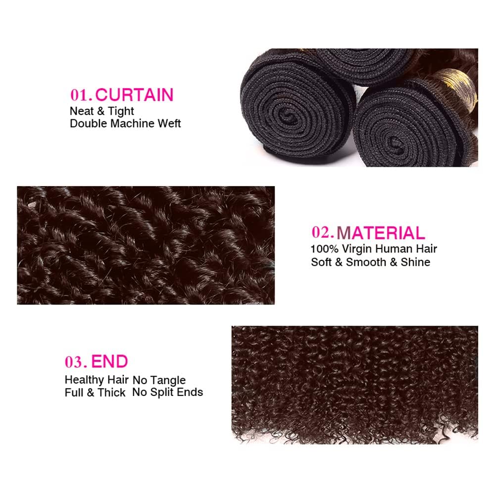 Peenoll 20 22 24 Inch Jerry Curly Human Hair Bundles Honey Brown Color 4 Weave Bundles Human Hair 12A Unprocessed Brazilian Virg