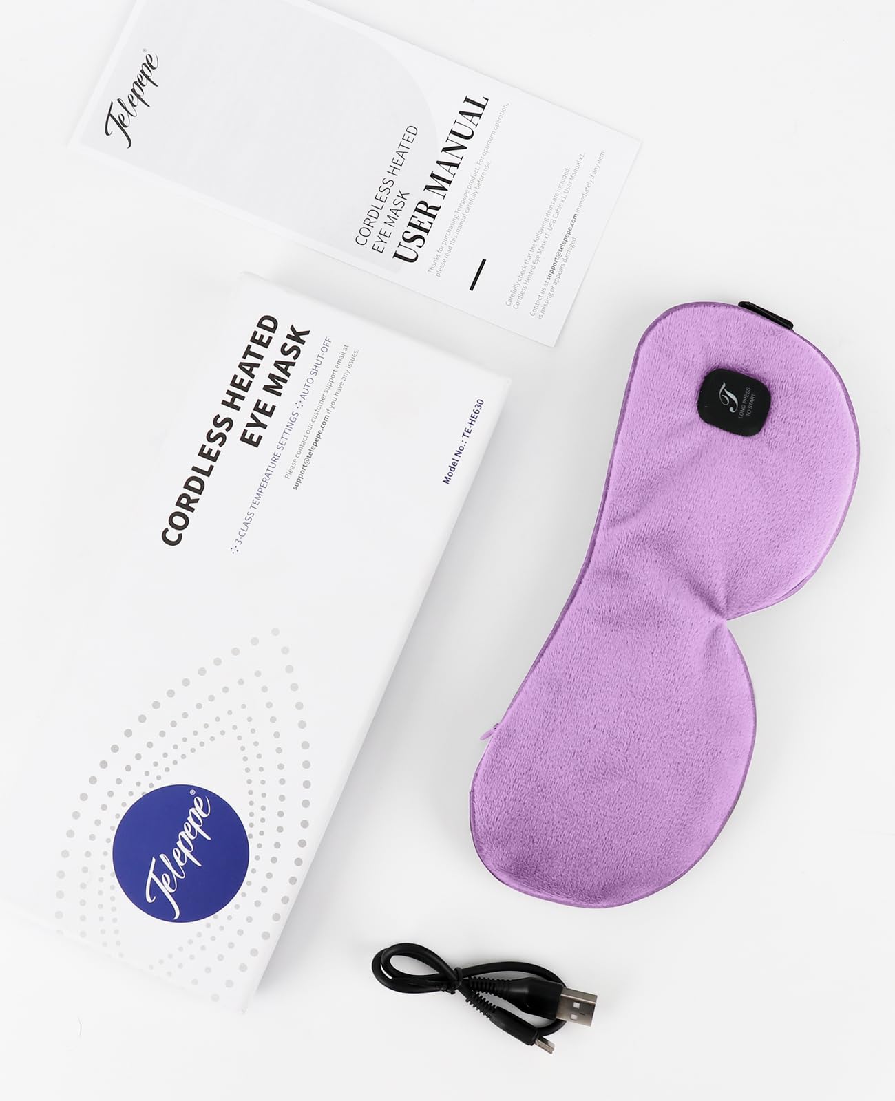 Heated Eye Mask for Dry Eyes, Cordless Warm Eye Compress, Blepharitis, Styes, 1000mAh, Washable Cover, Gifts for Family and Friends, Travel (Purple)