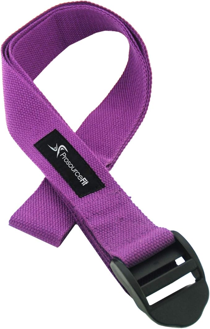 ProsourceFit Durable Cotton Cinch Buckle Yoga Strap for Stretching, Flexibility & Physical Therapy