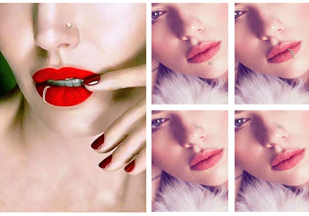 20G Silver Surgical Steel Nose Screw Nose Stud Nose Rings Hoops Nose Hoop for Women Men