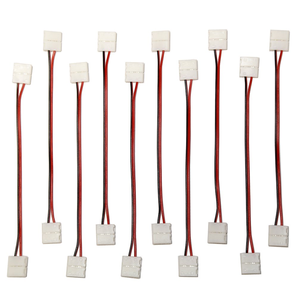 Evz 10Pcs Led 5050 Single Colour Strip Light Connector 2 Pin Conductor 10 Mm Wide Strip Jumper