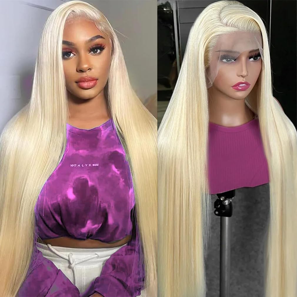 ENFLOKT 613 13x6 Lace Front Wig Human Hair 200% Density Straight Blonde Lace Frontal Wigs Human Hair Pre Plucked Blonde Wig Huma