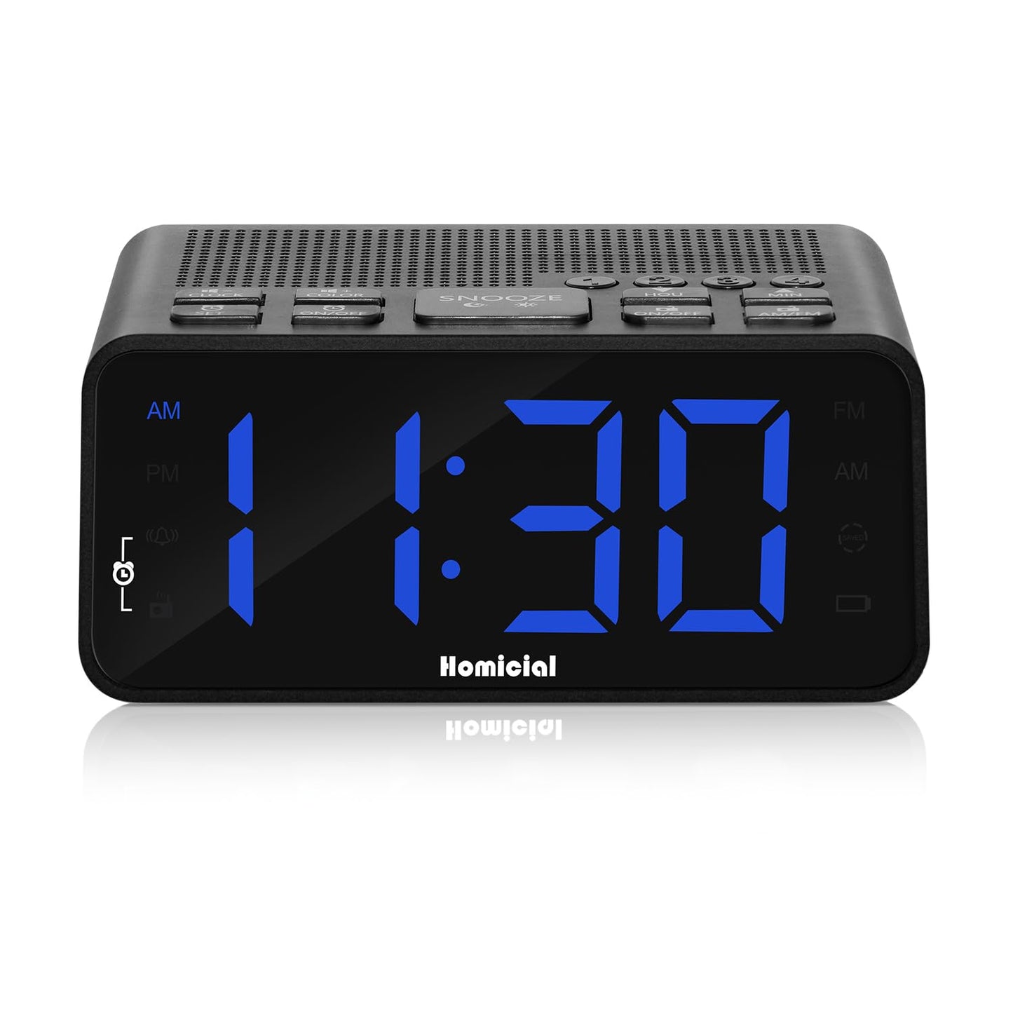 Homicial Digital Alarm Clock Radio With Am/Fm Radio, Multi-Colors 1.4    Led Digits, Preset, Sleep Timer And Clear Display With