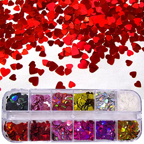 LoveOurHome 4 Boxes Iridescent Nail Glitter Sequins Set Heart Star Butterfly Shapes Glitters Flakes Sticker Manicure Acces...