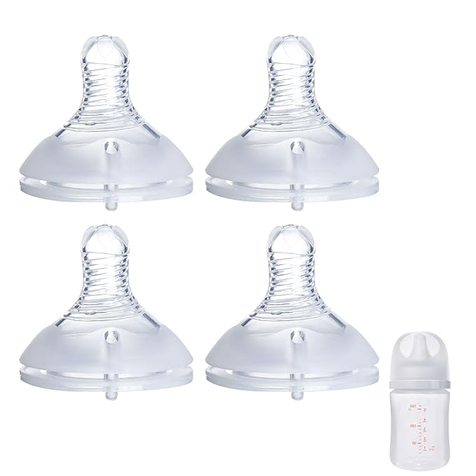 4Pack Replacement Silicone Nipple Compatible with Pigeon PP Nursing Bottle, Soft Spout Replacement for Pigeon, Easy Transition from Bottle to Cup, No Spill (L, Fast Flow)