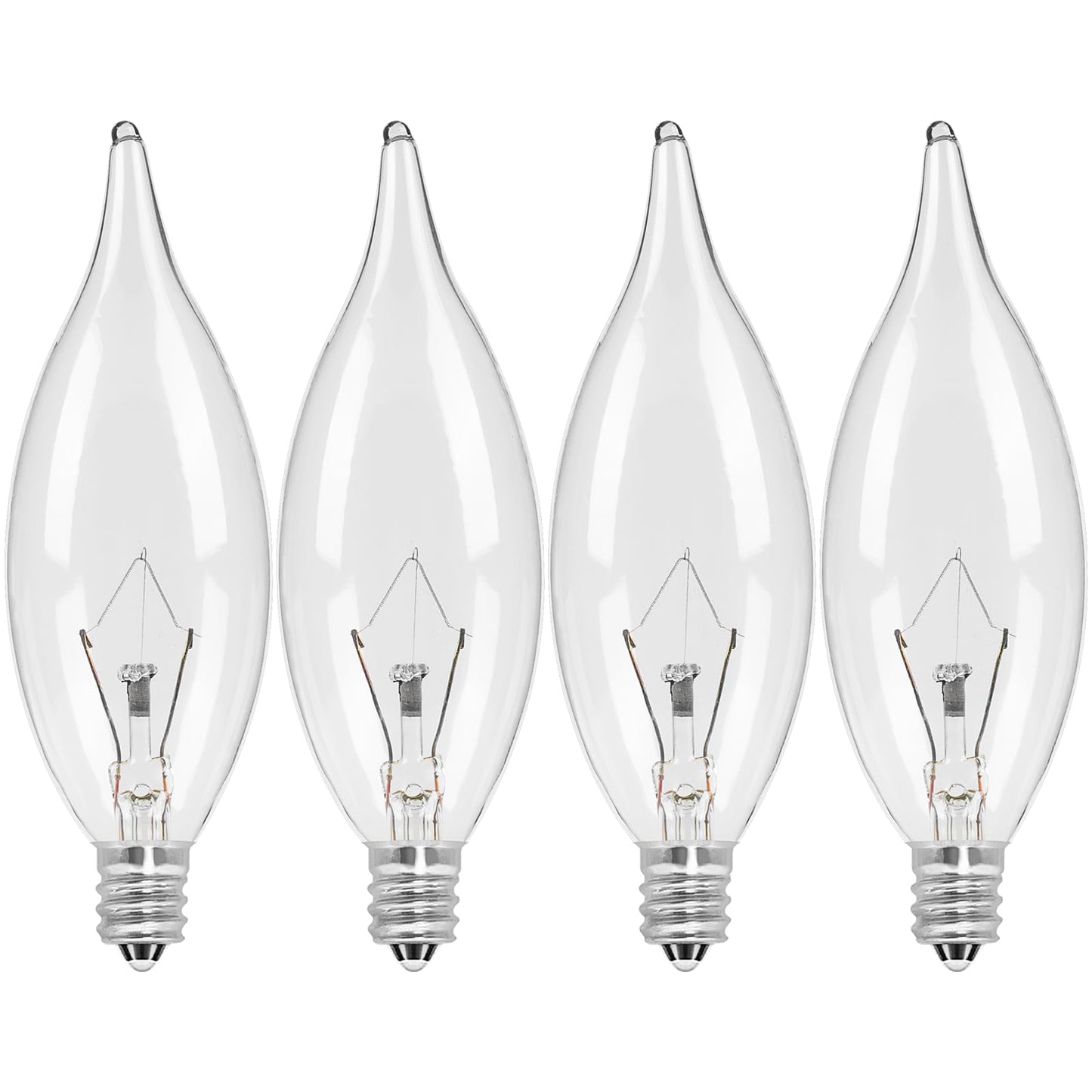 COLWATT 4-Pack E12 Candle Light Bulbs 40W Warm White 2500K, 380 Lumen Dimmable Chandelier Light Bulbs for Ceiling Fan, Pendants or Outdoor, CA10 Clear Candelabra Base Bulbs
