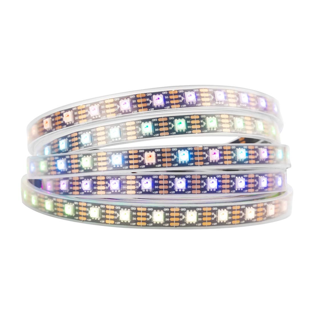 BTF-LIGHTING WS2815 RGB LED Strip Light 16.4ft 300LEDs IP67 Waterproof Black PCB Copper