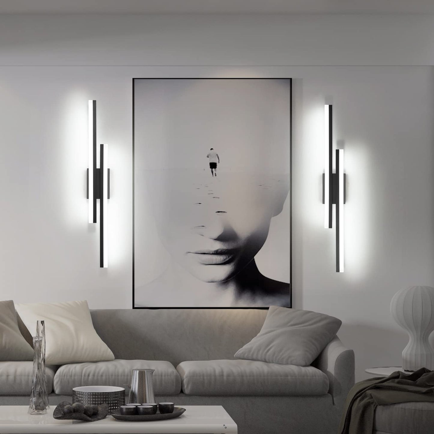 PRESDE 32in Dimmable LED Vanity Light Fixture, Black, Acrylic, Model 6660-815mm, Cold White 6000K for Bathroom Over Mirror