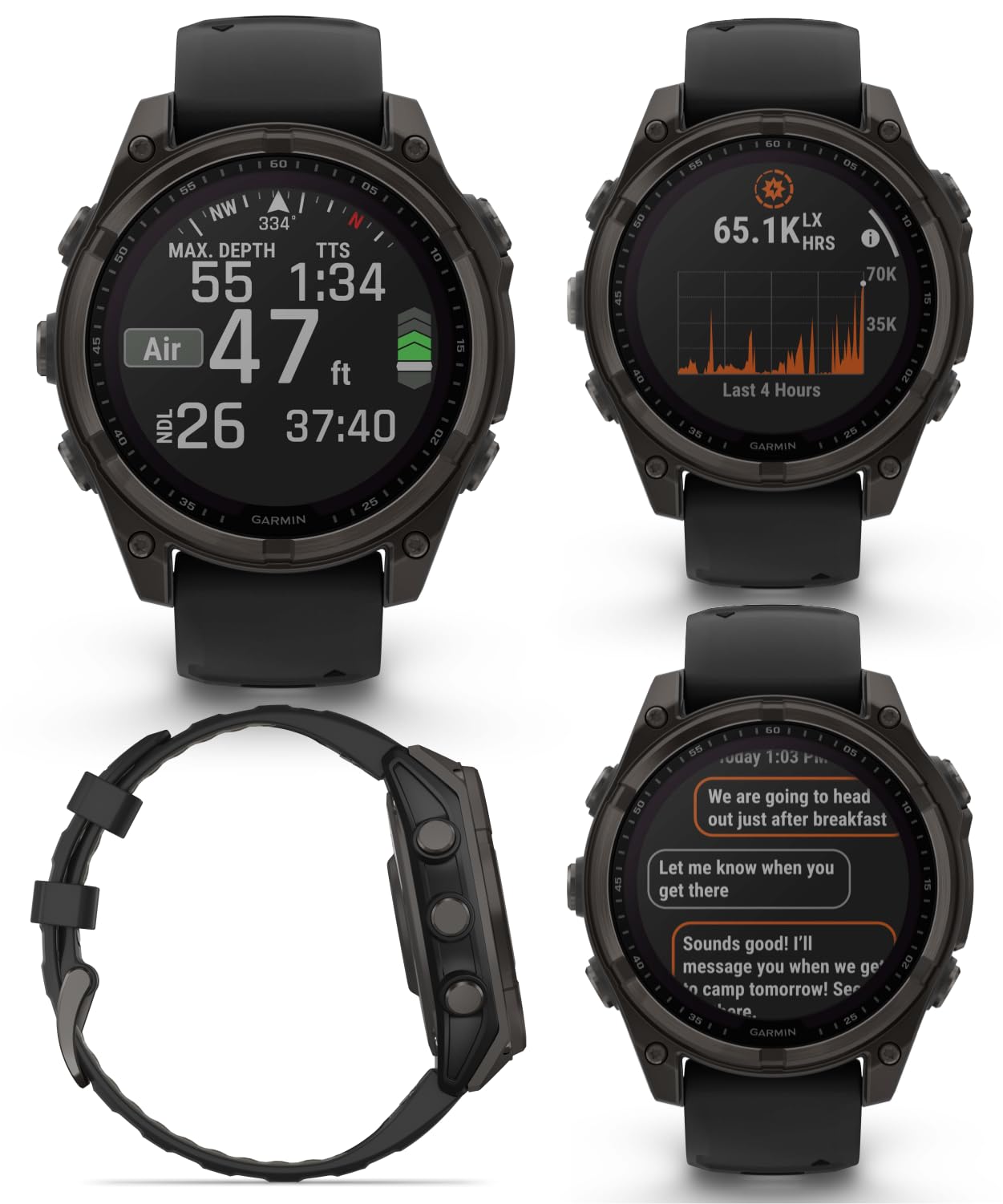 Wearable4U Garmin Fenix 8 47 Mm, Multisport Gps Smartwatch, Solar, Sapphire, Carbon Gray Dlc Titanium With Black/Pebble Gray Sil
