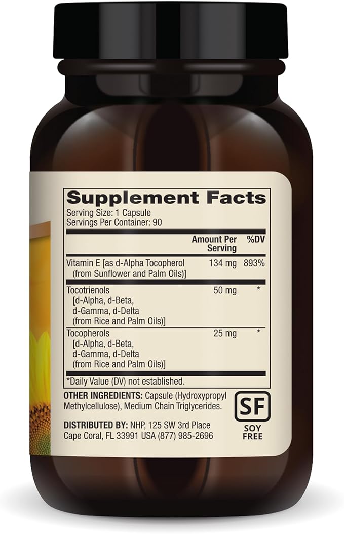 Dr. Mercola Vitamin E, 90 Servings (90 Capsules), 134 mg Per Capsule, Dietary Supplement, Supports Healthy Skin, Non-GMO