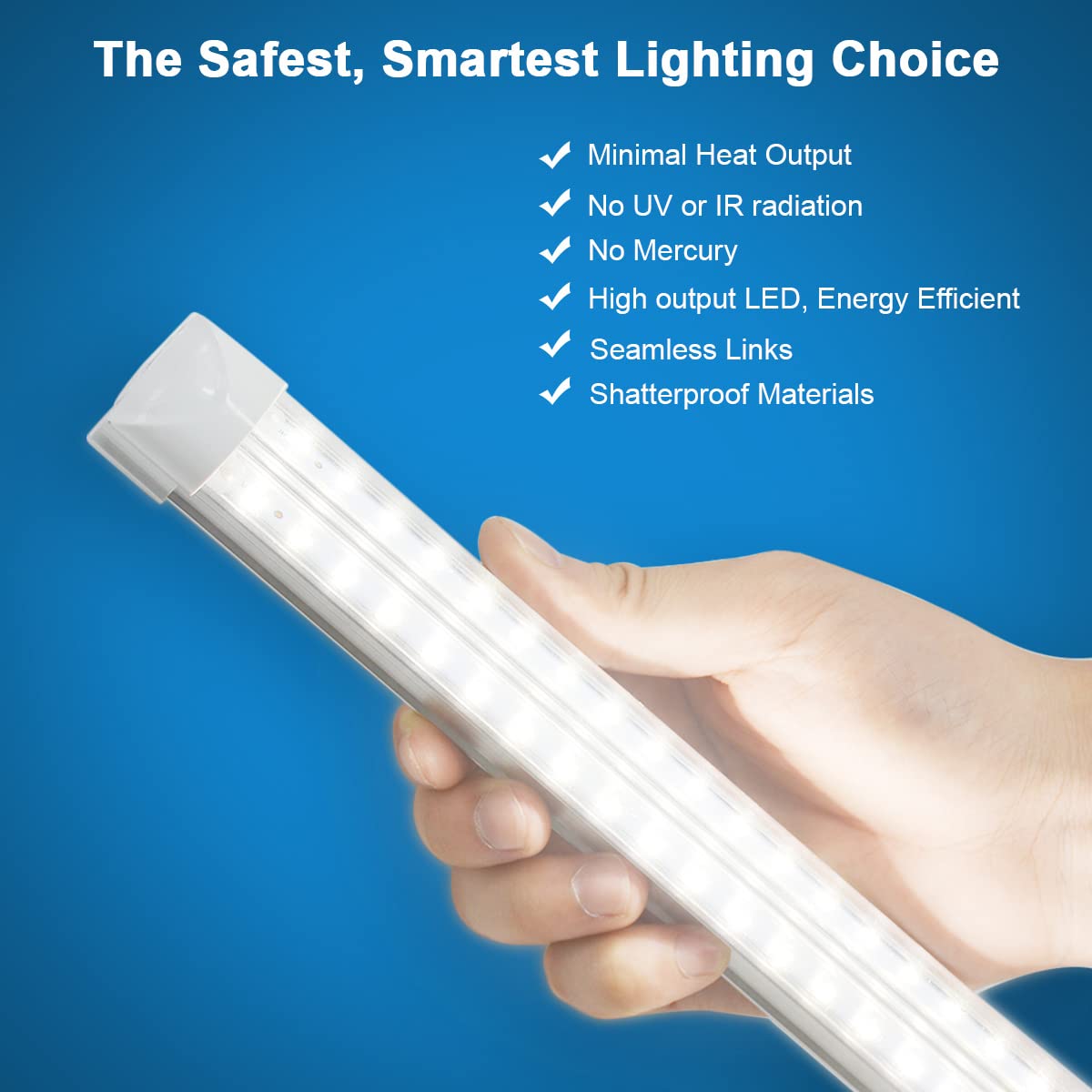 SHOPLED (25 Pack) 6FT LED Shop Light, 60W 8000LM 6000K Cool White, V Shape, Linkable Ceiling Lights T8 LED Tube Light Fixture, Shop Lights for Garage, Warehouse, Basement