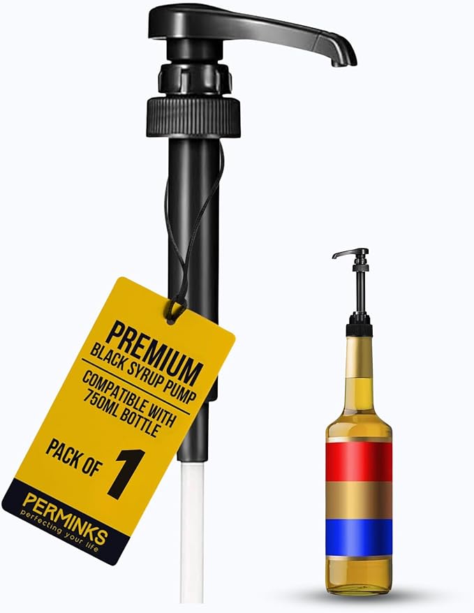 Syrup Pump Compatible with Torani and Davinci Bottles (25.4 oz-750ml (Black)