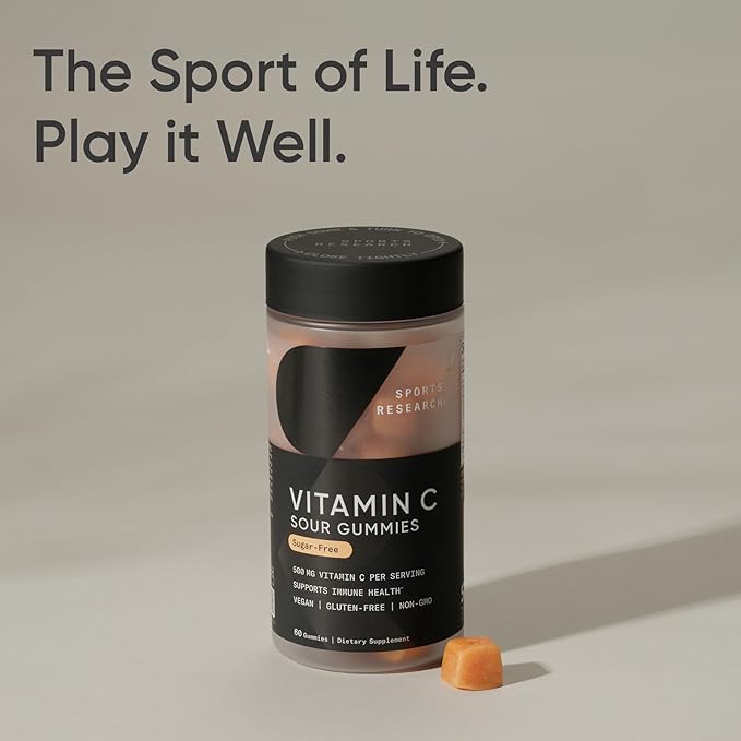 Sports Research Vitamin C Gummies for Kids & Adults | Gelatin Free, Vegan Certified & Non-GMO Verified | Immune & Antioxidant Support