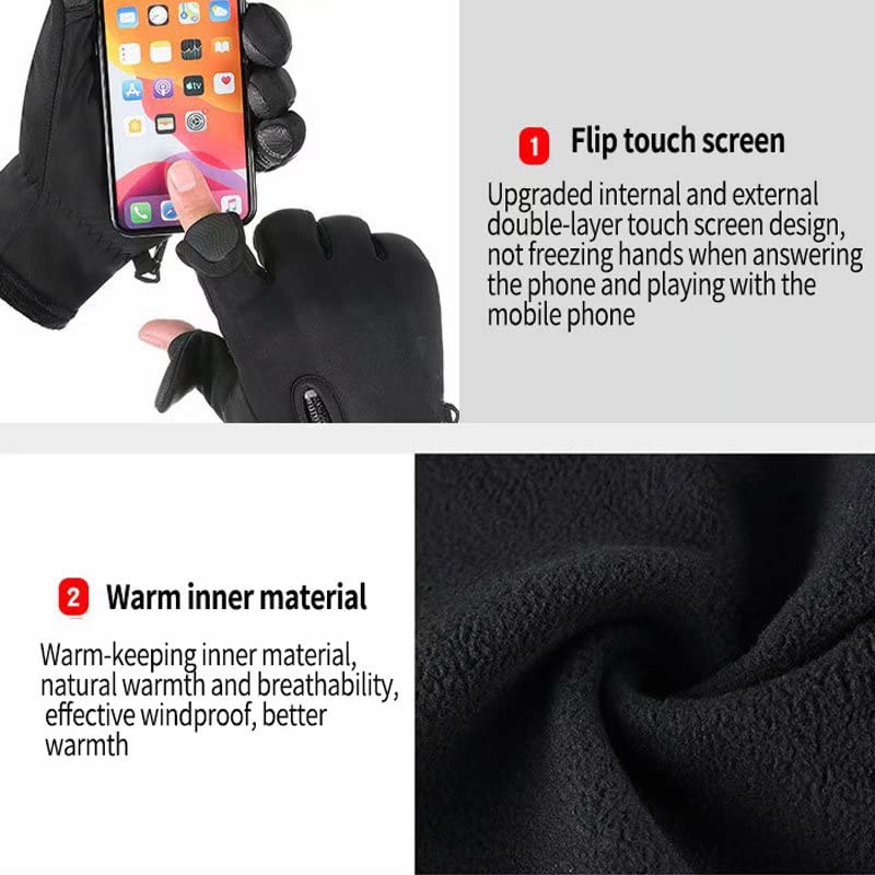 Bakovity Women's Men's Winter Gloves, Cold Weather Warm Gloves,Running,Hiking,Fishing,Hunting,Finger Touch Screen Gloves
