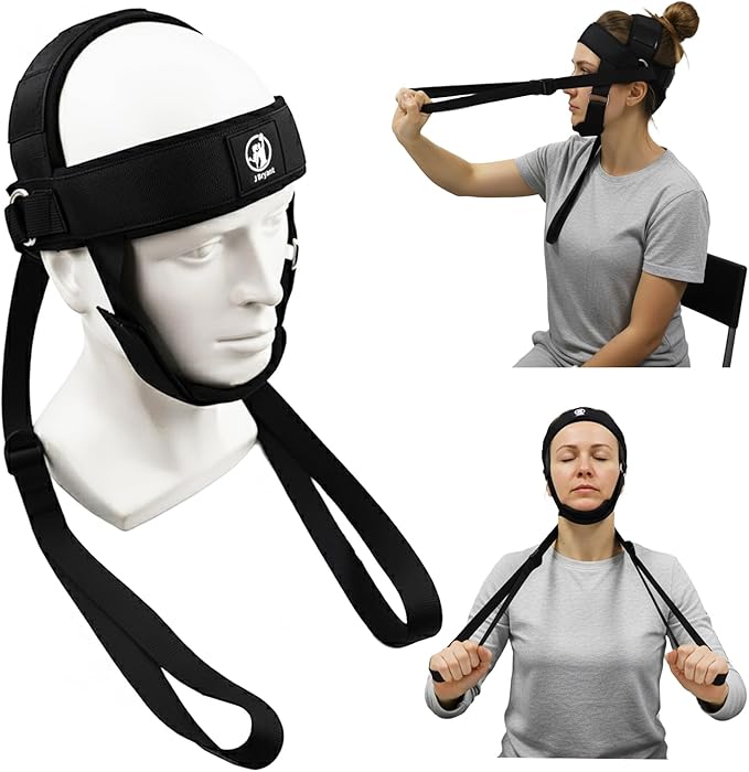Neck Stretching Training Harness – Adjustable Chin Strap Headgear with Dual D-Rings for Neck Traction, Mobility, and Postu...