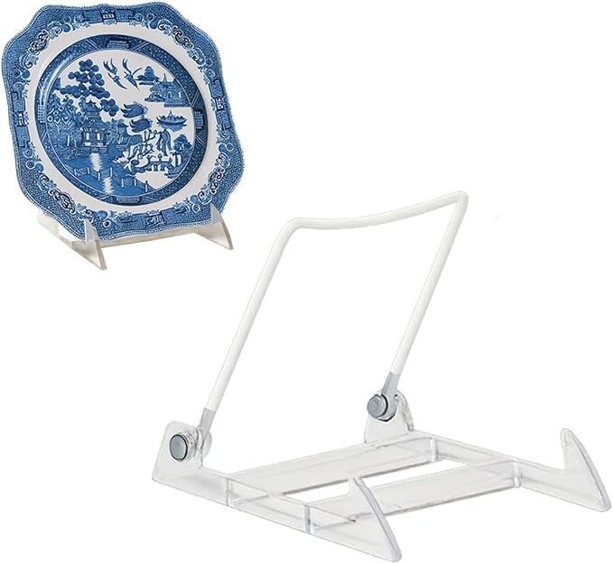 KINGDOM SOLUTIONS Made in USA 48-Pack Adjustable Acrylic Easels - Plate Stand - Sturdy Book Stand for Art, Pictures, Plates, Frames - Unique on The Market