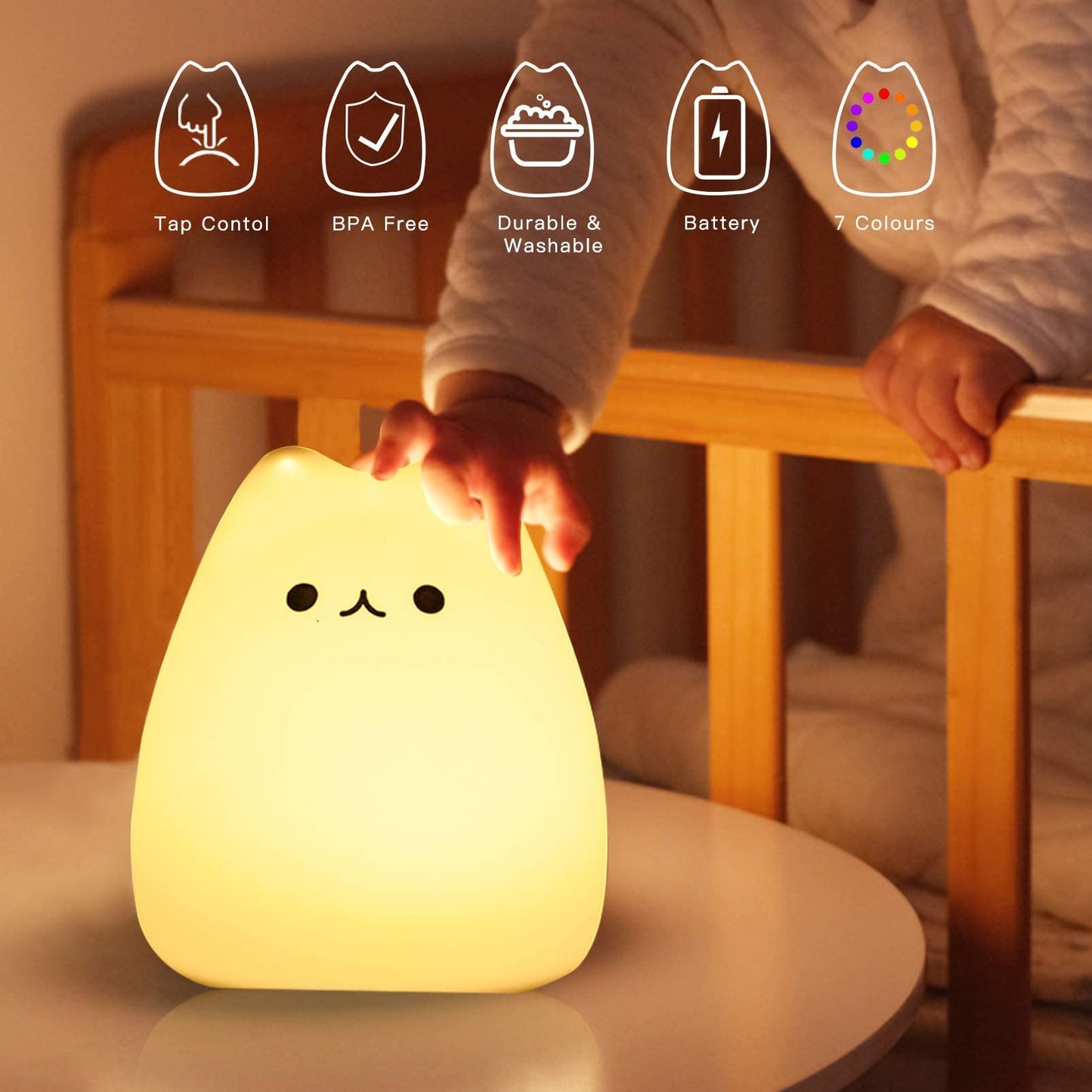ZKLiLi Cat Lamp - Rechargeable Silicone LED Nightlight with Remote Control, Cute Kawaii Design for Kids, Celebrity Cat Variant