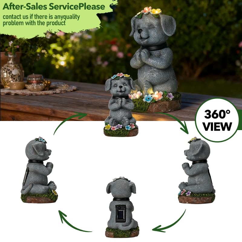 Pohabery Solar Dog Statue Garden Decor With Led Lights Outdoor Dogs Decor Gifts For Women Dog Figurines For Patio Yard Garden Home Decoration