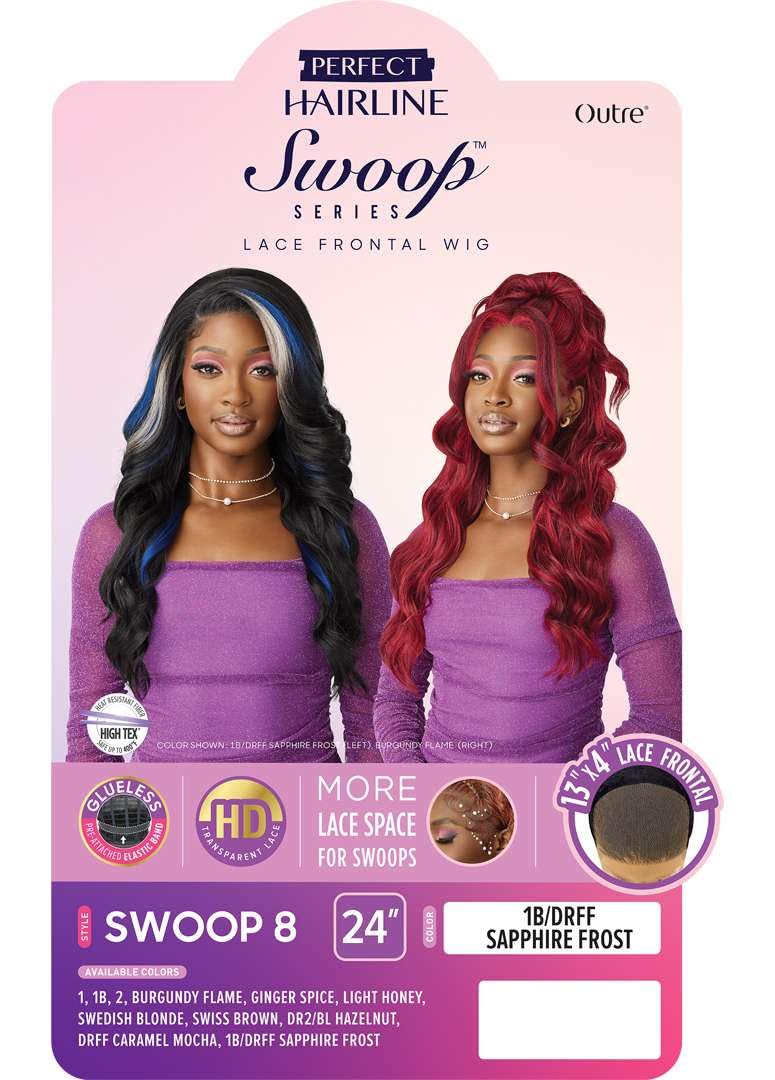 Outre Lace Front Wig - Perfect Hair Line 13X4 - Swoop Series - Swoop 8 (SWISS BROWN)