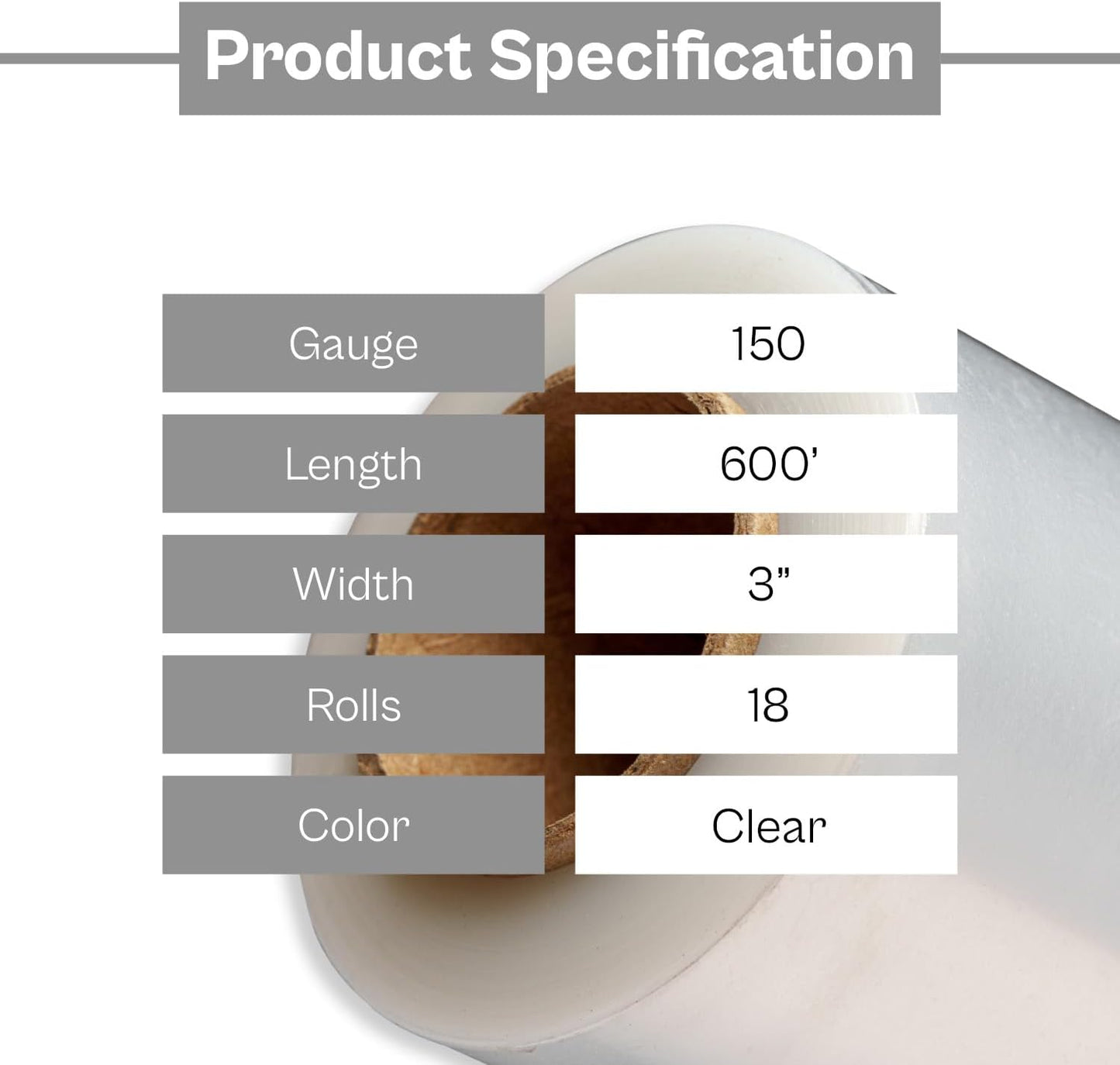PSBM Mini Stretch Wrap with Handle, 18 Pack, 3 Inch x 600 Feet, 150 Gauge, Clear, Small Plastic Cling Film for Pallets Moving Storing