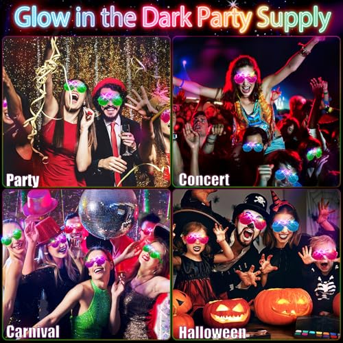 SHQDD 75PCS LED Glasses, Light Up Glasses, 5 Colors party glasses with 3 Light Modes, Glow in The Dark Party Supplies, Neo...