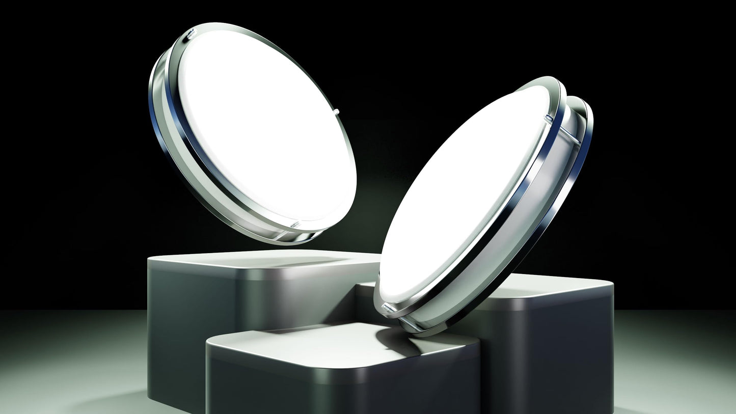 Lunabode Led Flush Mount Ceiling Light, 15, Brushed Nickel, 2700K, 22W (100W Eq), Model Gsd3823, Warm White, Etl