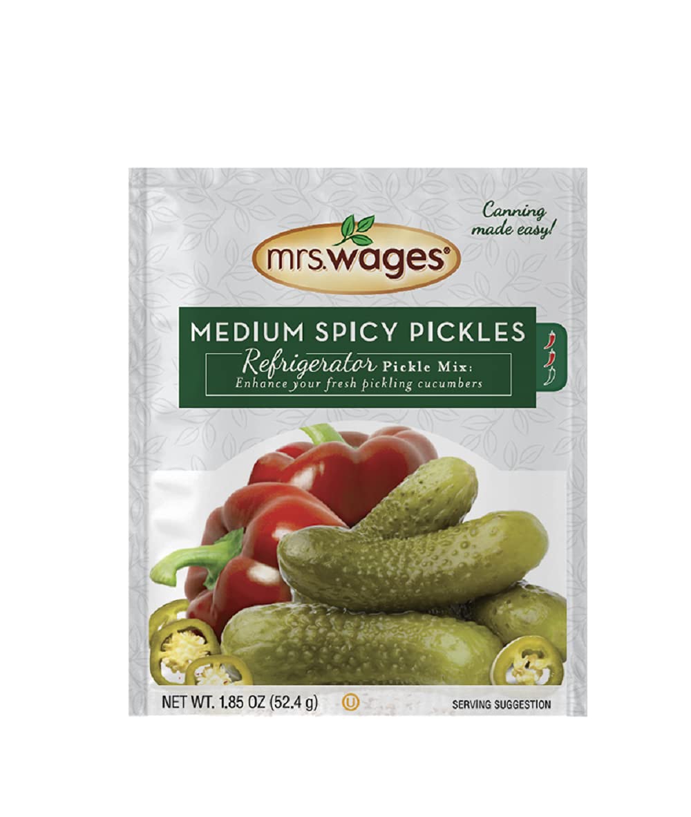 Mrs. Wages Medium Spicy Pickles Refrigerator Pickle Mix | Quick and Easy | Simple-To-Use | Simple Homemade Pickles | Flavorful S