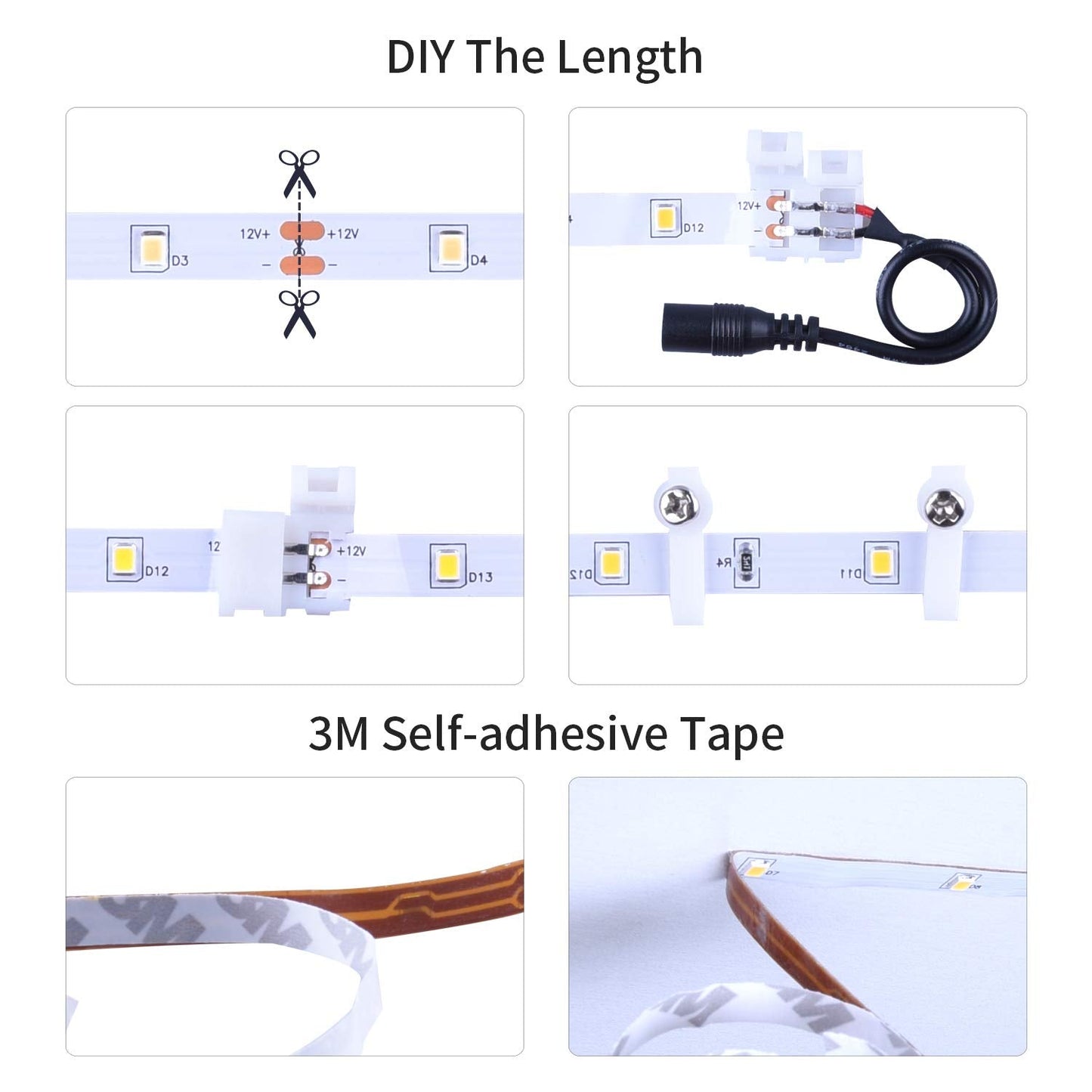 ollrieu LED Strip Lights 50ft Dimmable 6000K Flexible Lighting 450 LEDs White Plastic Model OL00102-01-US