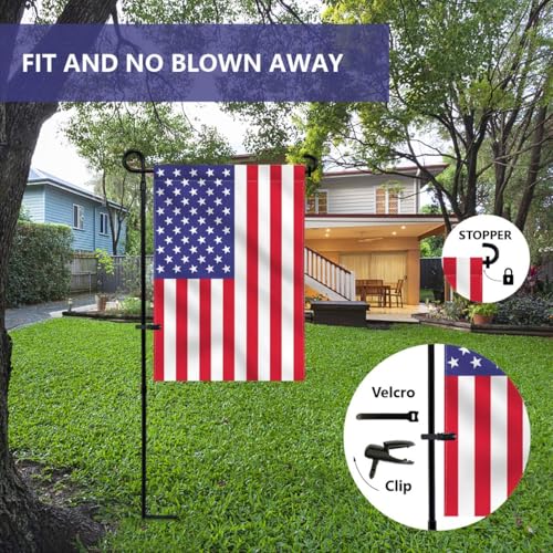 YEAHOME Garden Flag Holder Stand, Premium Yard Flag Holder Weather-Proof Metal Powder-Coated Flagpole with Clip and Stoppe...