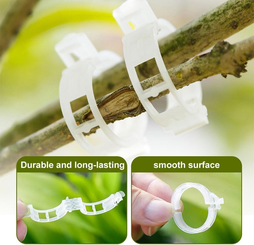 150 PCS Secured Plastic Plant Clip, Plant Support Clips, Garden Clips for Climbing Plants, Plastic Trellis Clips Plant Support Clips Tomato Grape Vine Vegetables Plant Fixing Clips (150, White)