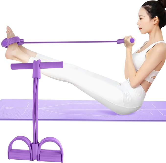 Multi-Function Tension Rope – 4 Tube Resistance Bands with Handles – Sit Up Exercise Equipment Home Gym Tummy Trainer for ...
