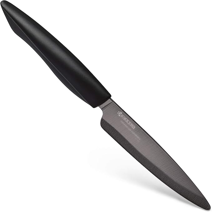 Kyocera 5 piece Ceramic Knife Block Set, Black Patented Blade Sizes: 7", 5.5", 5", 4.5", Stainless