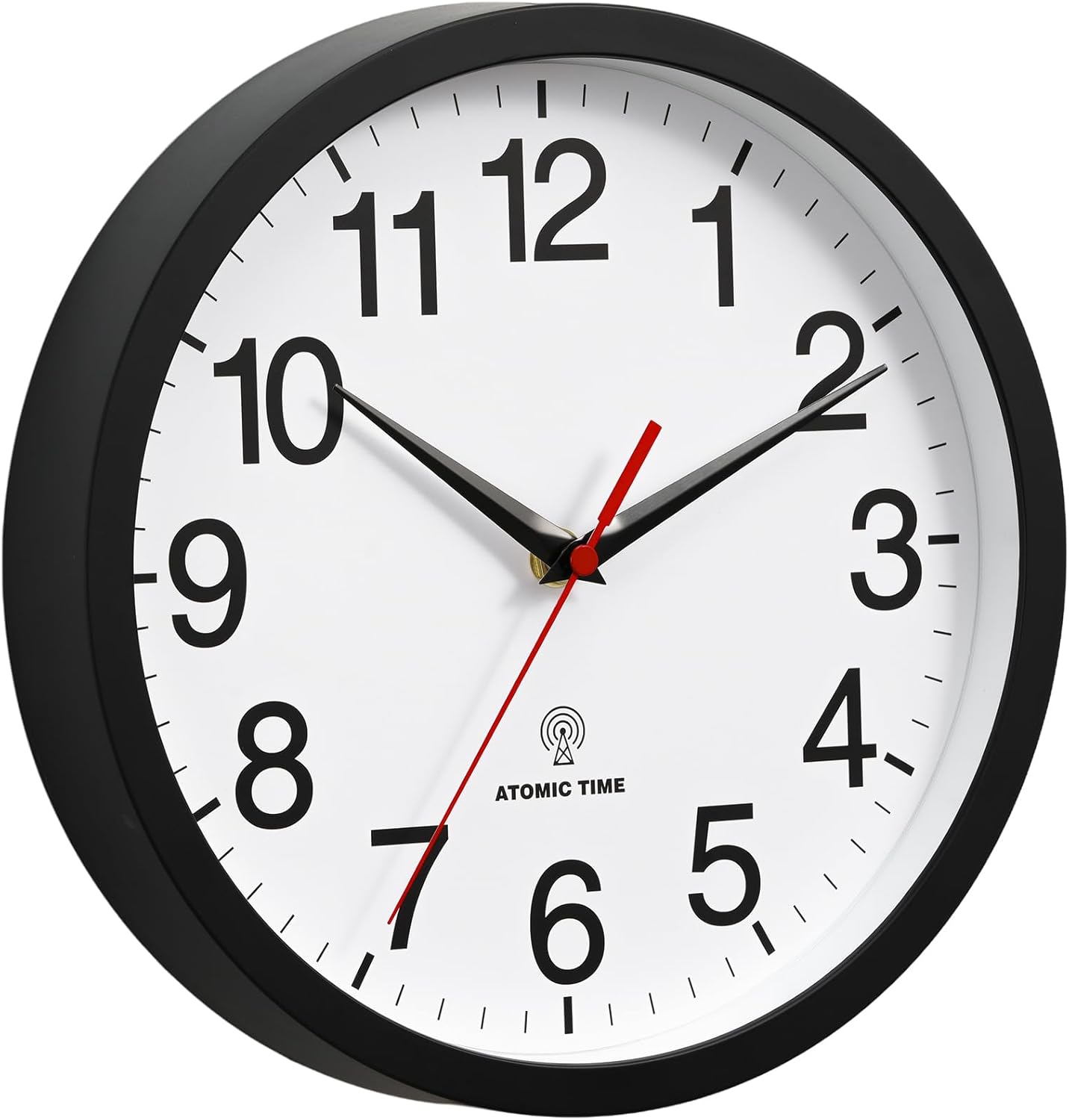 Atomic Wall Clock, Modern 14 Inch Battery Operated Wall Clocks, Analog Clock for Living Room, Office, Home, Bedroom, Kitchen, Bathroom(Black)