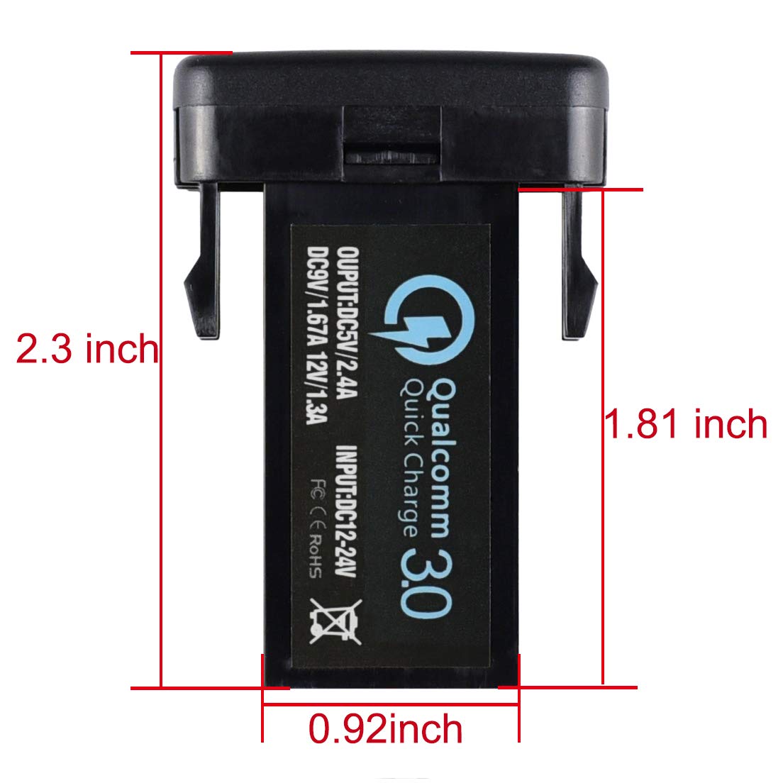 Cllena Quick Charge 3.0 Dual Usb Port Charger Socket For Toyota