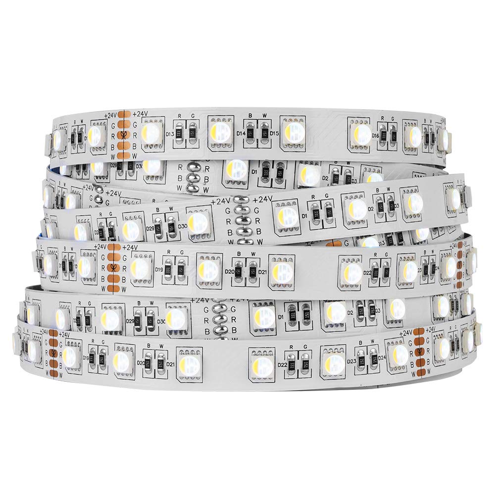 Btf-Lighting 5050 Rgbw Led Tape Light 5M 60 Leds/M, Cool White & Rgb, Ip30, White Pcb, Model 24Vrgbcw45M
