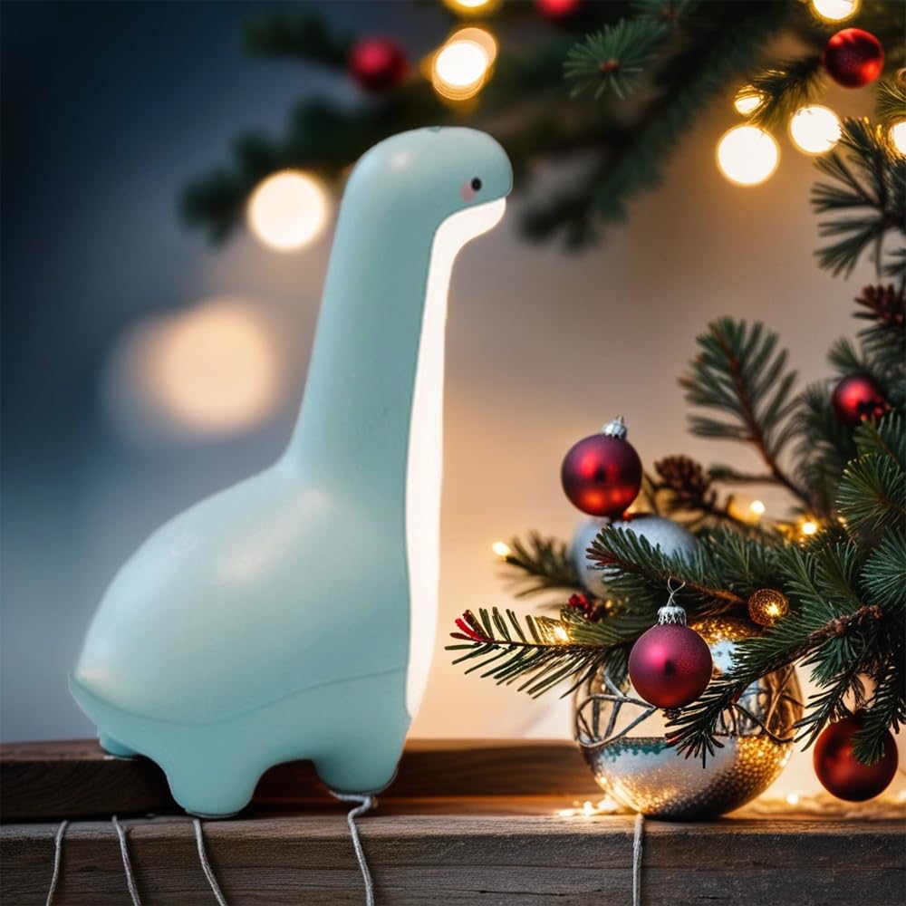 ipalmay Dinosaur Night Light, USB Rechargeable Touch Control Lamp, Blue, Cute for Kids, Adjustable Bedside Decor