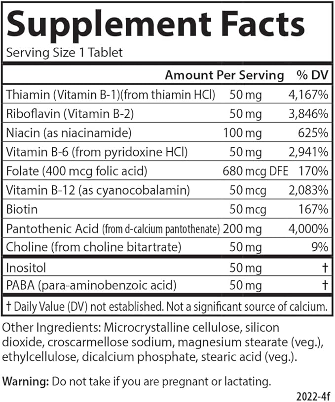 Carlson - B Compleet 50, Balanced Vitamin B Complex, Energy Production, Cellular Support & Optimal Wellness, 250 Tablets