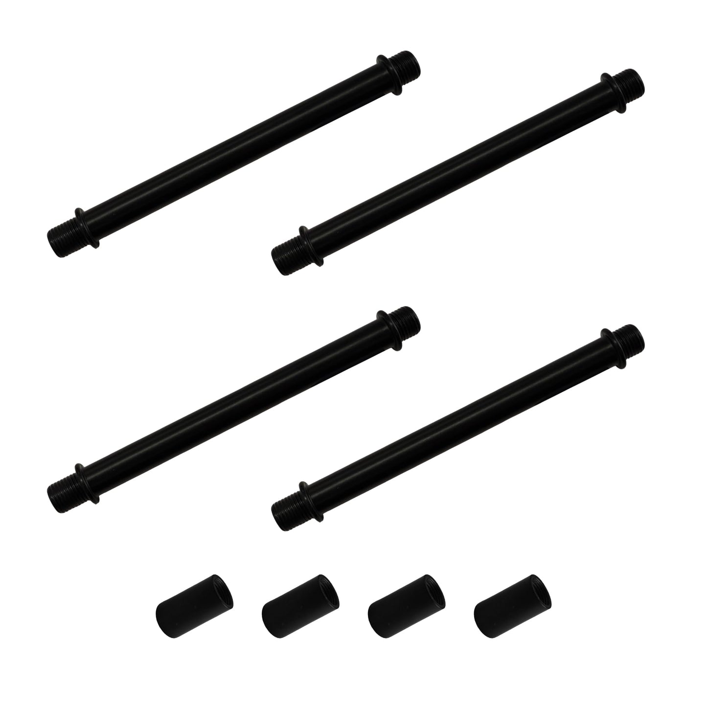 Auxbc 4 Sets 4.7” Straight Pipe Lamp Stem Kit - M10 Double End Threaded Black Lamp Parts For Diy Floor, Table & Ceiling Lights
