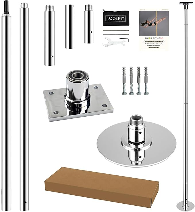 PRIOR FITNESS Permanent Fixed Dance Pole Kit, Professional 45mm Spinning & Static Dancing Pole Heavy-Duty Steel Pole Dance...