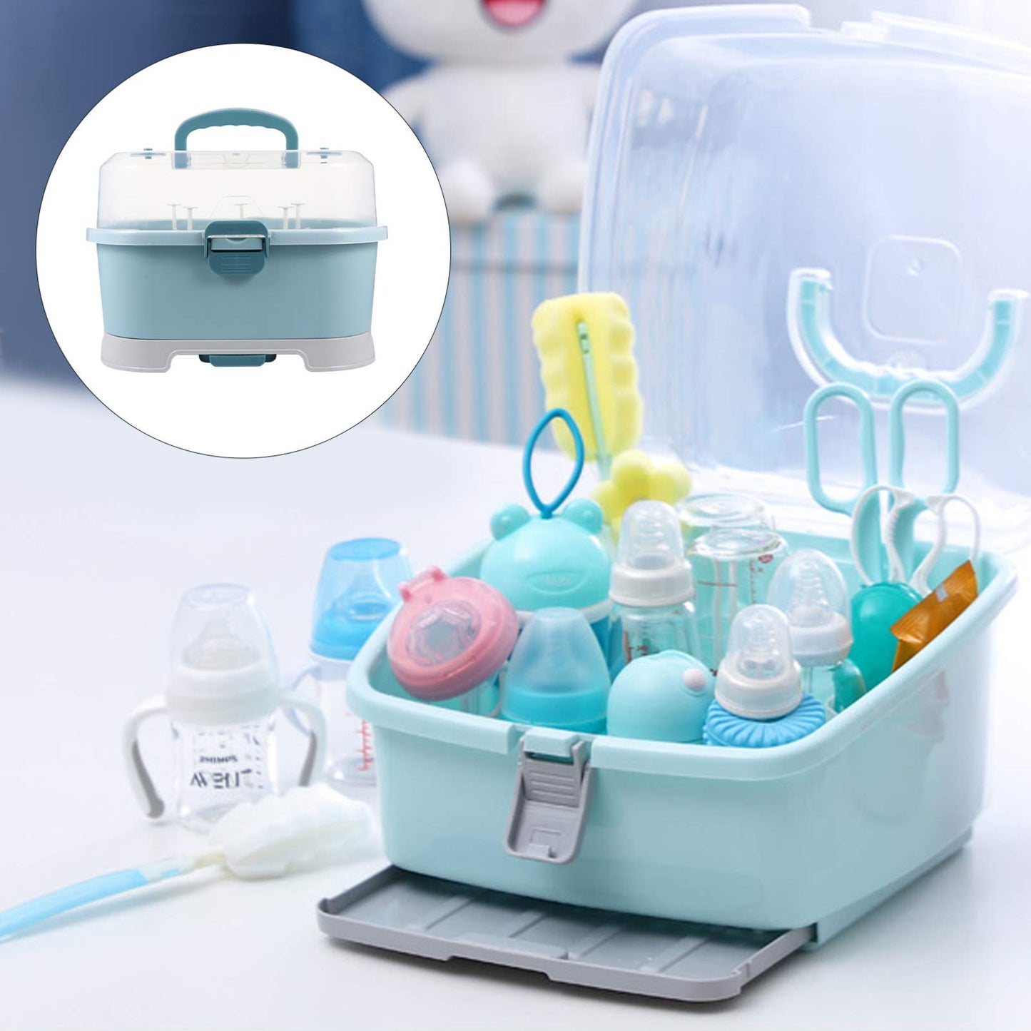 Baby Bottle Dryer 1Pc Portable Baby Bottle Drying Rack Storage Box Bottle Storage Box Organizer Case Portable Feeding Bottle Kitchen Cabinet for Home Travel Drainer